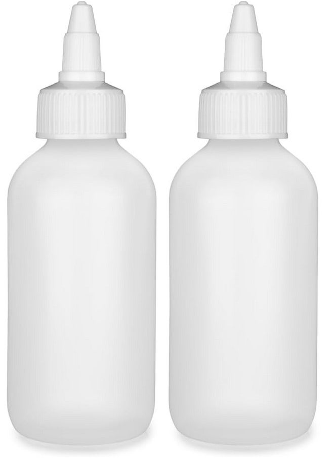 Twist Top Applicator Bottles, Squeeze 4 Oz Empty Plastic Bottles, Refillable, Open/Close Nozzle - Multi Purpose (Pack Of 2)