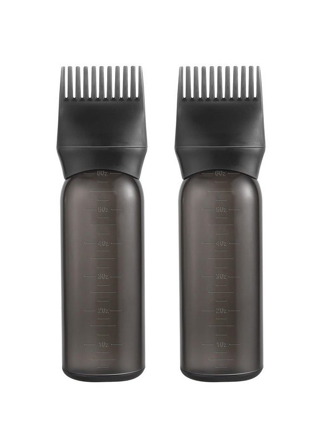 2 Pack Root Comb Applicator Bottle 6 Ounce Oil Applicator For Hair Dye, Black Hair Oiling Bottle Applicator Brush With Graduated Scale