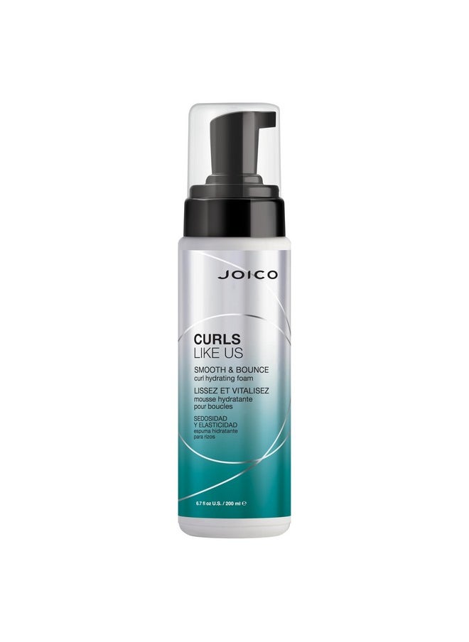 Curls Like Us Smooth & Bounce Curl Hydrating Foam | For Curly Hair | Reduce Frizz | Enhance Curl Patterns | 72-Hour Humidity Protection | With Moringa Seed & Algae Oil | 6.7 Fl Oz