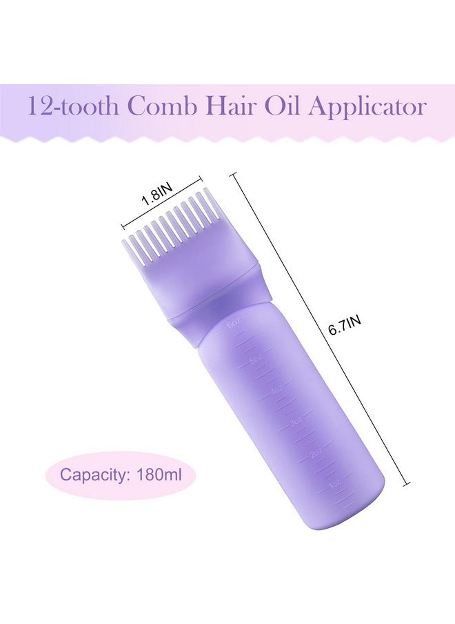 Root Comb Applicator Bottle 6 Ounce Hair Dye Applicator Brush 3 Pack For Hair Root Comb Color With Graduated Scale(Pink White Purple)