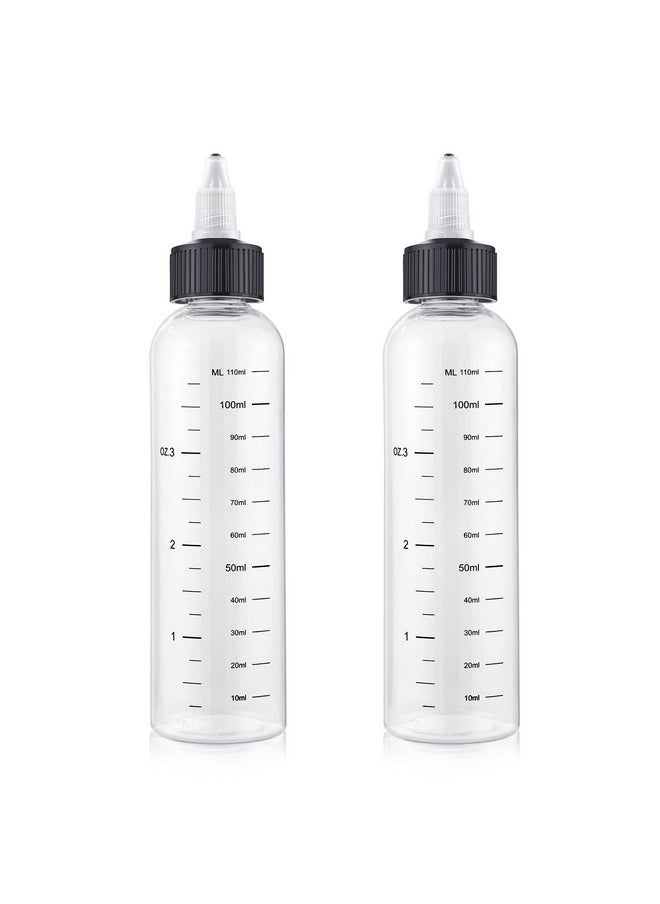 2 Pack Applicator Bottle For Hair 4 Ounce Hair Oil Applicator Plastic Squeeze Bottle Root Hair Dye Bottle Twist-On Top Tip With Clear Graduated Scale