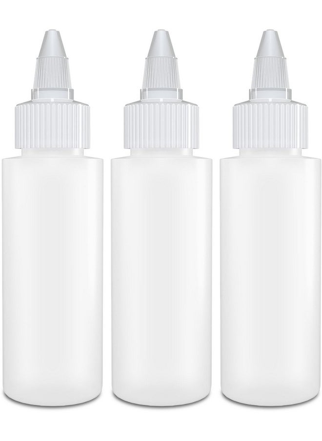 Twist Top Applicator Bottles, Squeeze 2 Oz Empty Plastic Bottles, Refillable, Open/Close Nozzle - Multi Purpose (Pack Of 3)