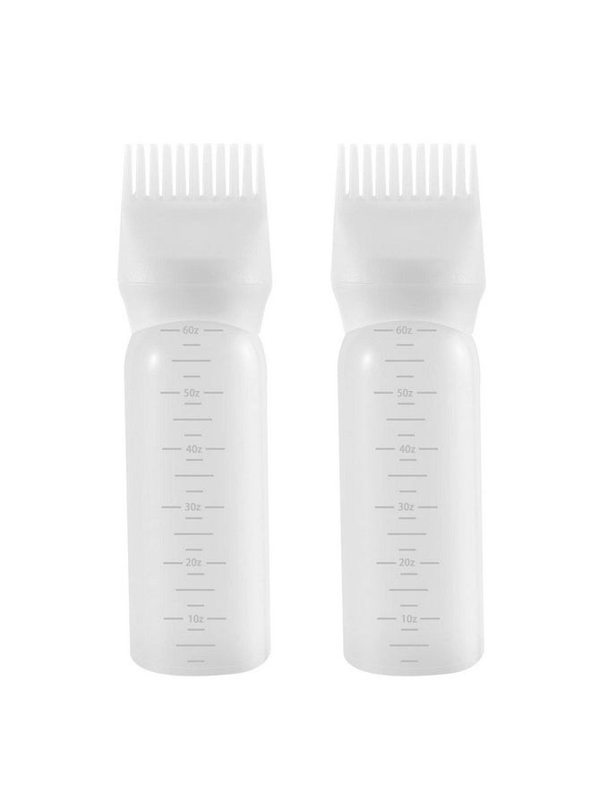 Root Comb Applicator Bottle 6 Ounce, 2 Pack Hair Oil Applicator, Applicator Bottle For Hair Dye Applicator Bottle With Graduated Scale, White