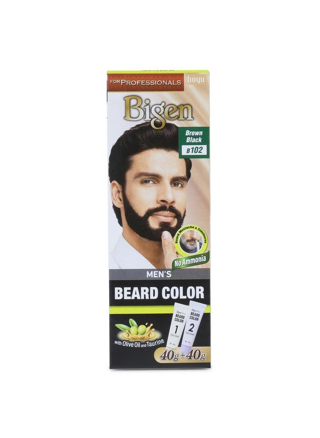 Professional Beard Colour B102 Brown Black| Leaves No Stains, 40G+40G