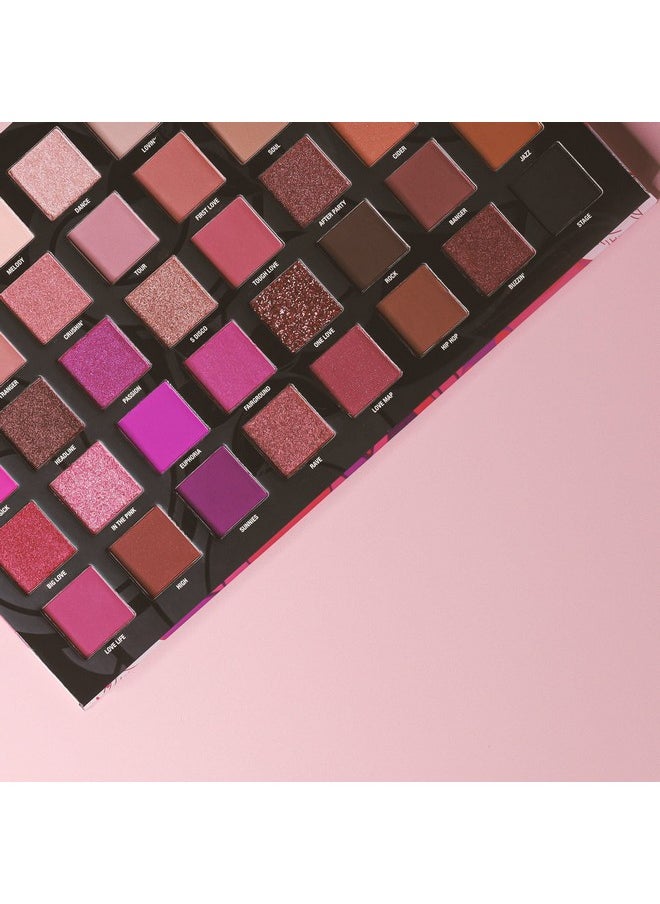 Love Fest Pressed Pigment Palette - 40 Playful Party Colors With Matte, Shimmer, Glitters - Flawless Long-Lasting Bold Makeup