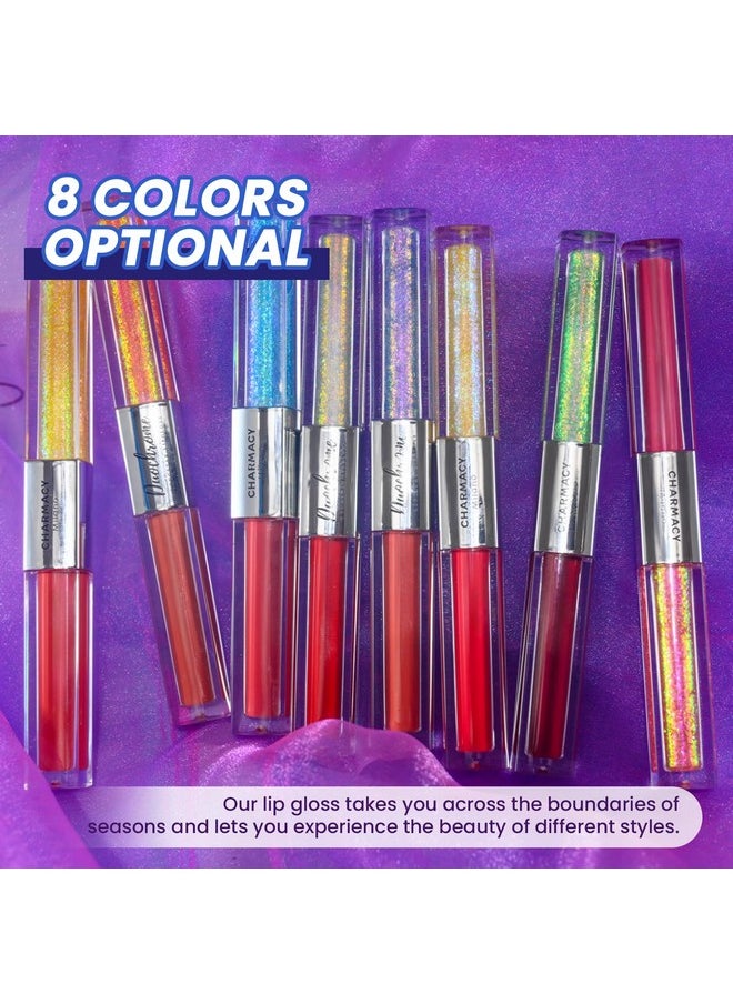Multichrome Double Head Non-Stick Lip Gloss, Metallic Colourful Lip Glaze, Anti-Transfer, Long Lasting Waterproof Liquid Lipstick Makeup (#08)