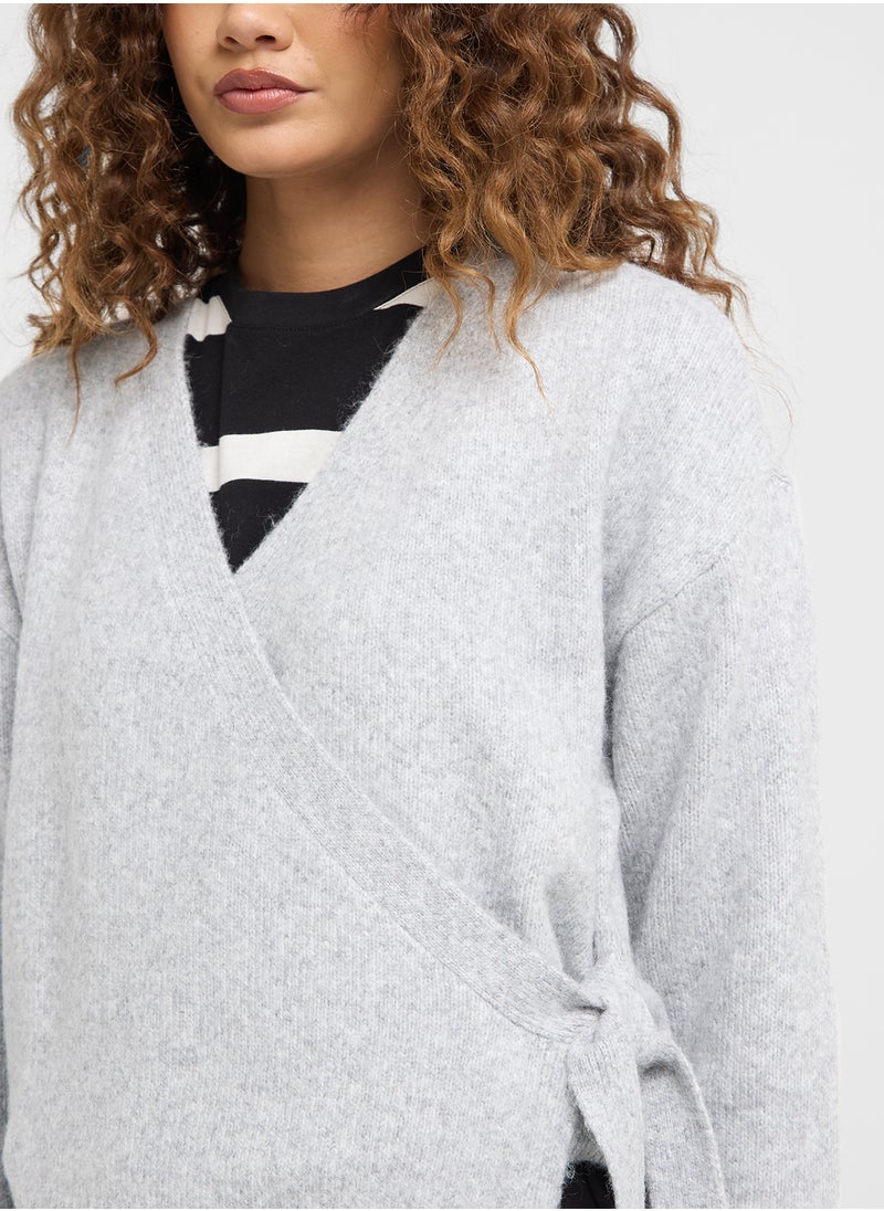 Bow Detailed Wrap Cardigan