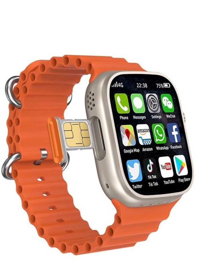 New Model ST11 Smartwatch with 3 Pairs Strap,2.2 inch_Black & Orange (SIM support)