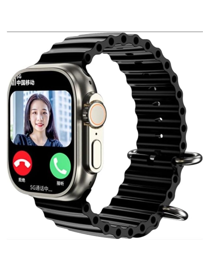 New Model ST11 Smartwatch with 3 Pairs Strap,2.2 inch_Black & Orange (SIM support)