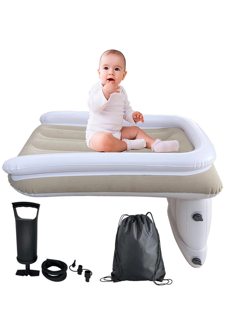 Inflatable Toddler Travel Bed, Kids Airplane Bed, Travel Foot Rest Pillow for Toddler Included Inflatable Travel Bed, Manual Inflatable Pump, Travel Bag