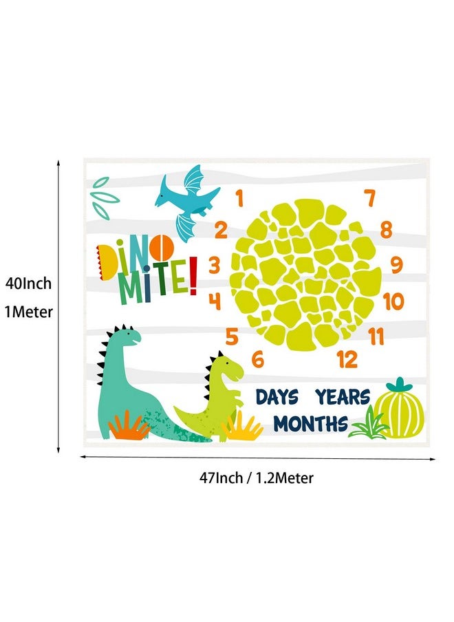 Dinosaur Baby Stuff Month Milestone Blanket For Newborn Photo Taken - Baby Age Blanket
