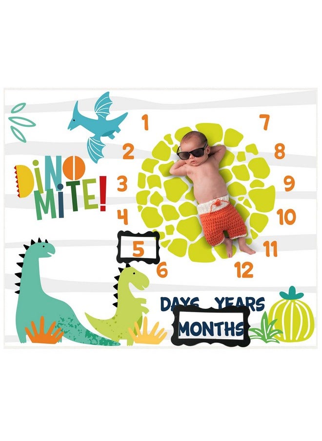 Dinosaur Baby Stuff Month Milestone Blanket For Newborn Photo Taken - Baby Age Blanket