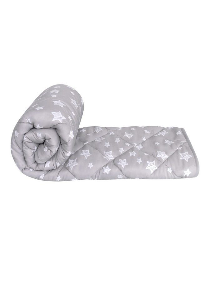 Baby Blanket For Boys And Girls, Soft Cozy Blankets For Kids, Toddler Comforter Quilted With Grey Star Print, Ultra Soft And Comfortable Baby Comforter Down Alternative Crib Comforter, 39X47 Inches