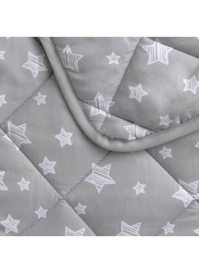 Baby Blanket For Boys And Girls, Soft Cozy Blankets For Kids, Toddler Comforter Quilted With Grey Star Print, Ultra Soft And Comfortable Baby Comforter Down Alternative Crib Comforter, 39X47 Inches