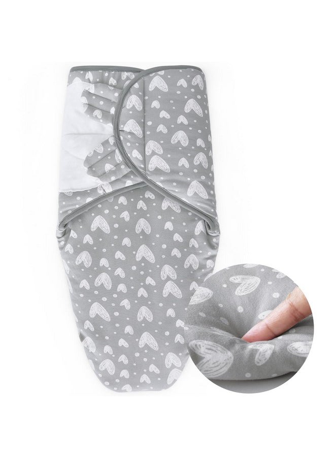 Baby Swaddles 0-3 Months For Boy Girls, Warm Quilted Baby Swaddle, Newborn Swaddle, Adjustable Swaddle Blanket, Lovely Grey Hearts, 1 Pack