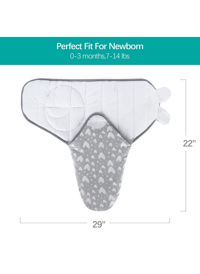 Baby Swaddles 0-3 Months For Boy Girls, Warm Quilted Baby Swaddle, Newborn Swaddle, Adjustable Swaddle Blanket, Lovely Grey Hearts, 1 Pack
