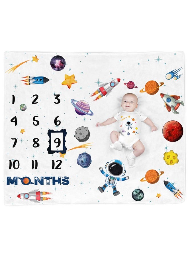 Space Baby Stuff, Rocket Baby Month Blanket For Newborn Photo Taken - Baby Age Blanket With 2 Frame B35-1