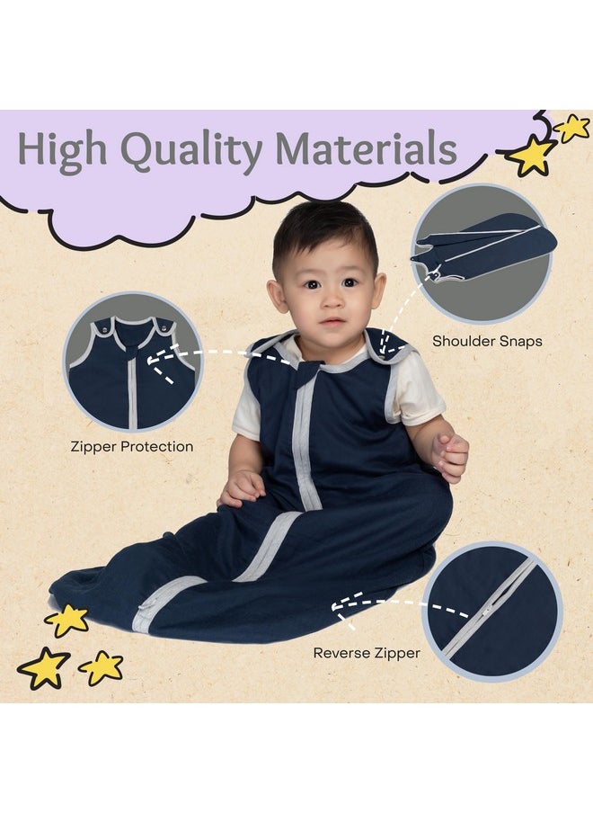 Sleep Nest Air Tog 0.5 | 72% Viscose From Bamboo And 28% Cotton Sleep Sack, Reverse Zipper Wearable Blanket For Baby - Toddler Sleeping Bag, Storm, Large (18-36 Months)