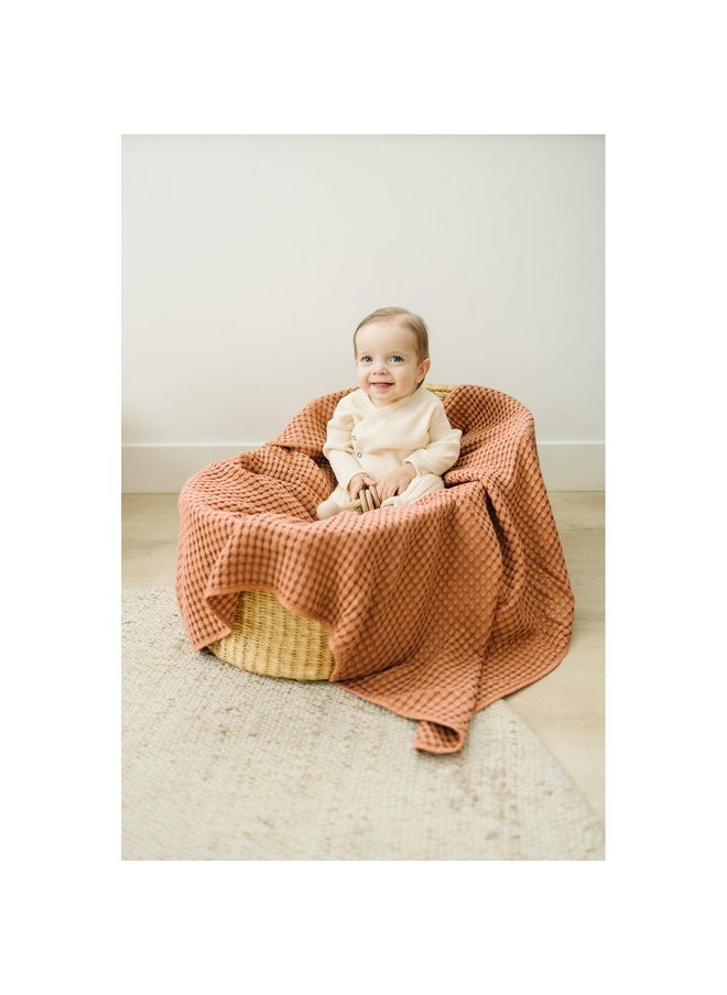 Waffle Baby Blankets, Nursery Blankets For Boys Girls, Swaddle Blankets Neutral Soft Lightweight Toddler And Kids Throw Blankets(Brown)