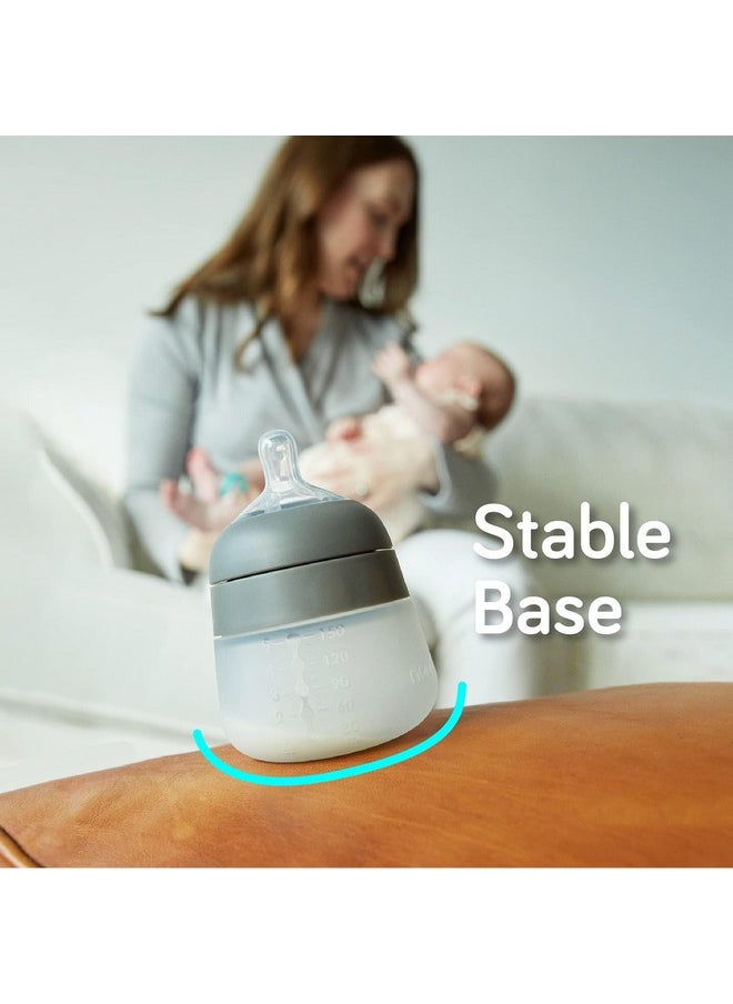 Nanobebe Flexy Silicone Baby Bottles, Anti-Colic, Natural Feel, Non-Collapsing Nipple, Non-Tip Stable Base, Easy To Clean - 3-Pack, Teal, 9 Oz