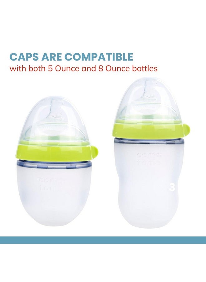 Baby Bottle Caps For Comotomo Baby Bottles - Pack Of 3 Fits 5 Ounce And 8 Ounce Silicone Bottles - Snug Fit Baby Bottle Lid Protects Nipples And Prevent Leaks - Ideal For On-The-Go Feeding