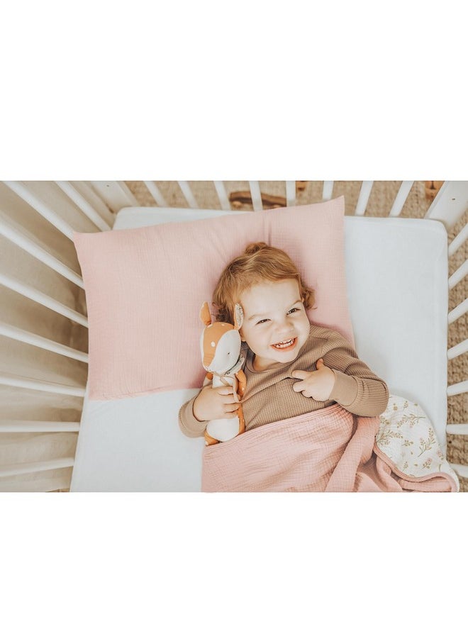 Muslin Toddler Pillowcase For 13X18 Pillow 2 Pack, 100% Cotton Toddler Pillow Case Cover, Soft & Breathable Travel Babay Kids Pillow Covers With Envelope Closure