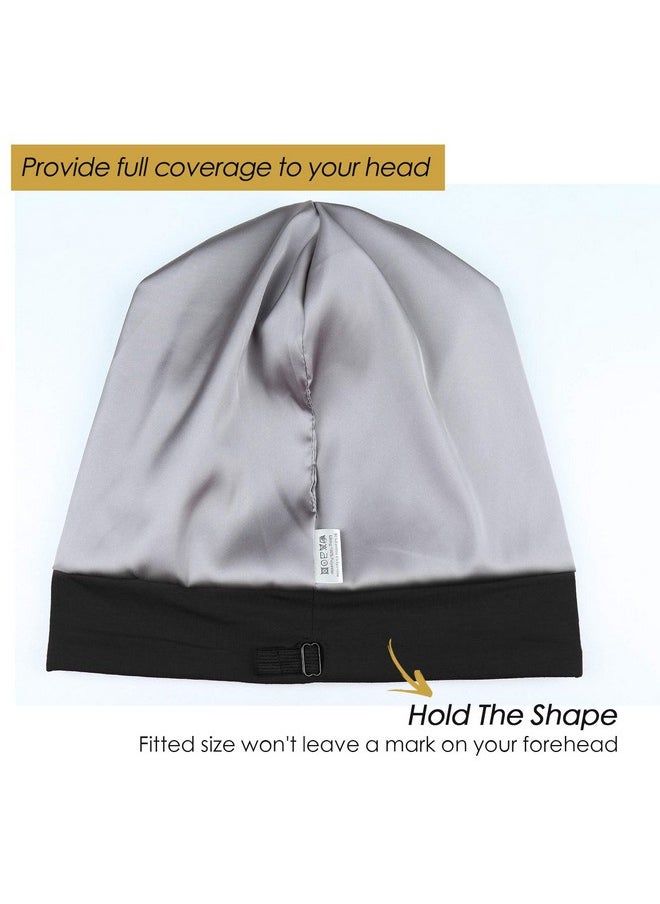 Silk Hair Wrap For Sleeping Satin Lined Lightweight Dark Black