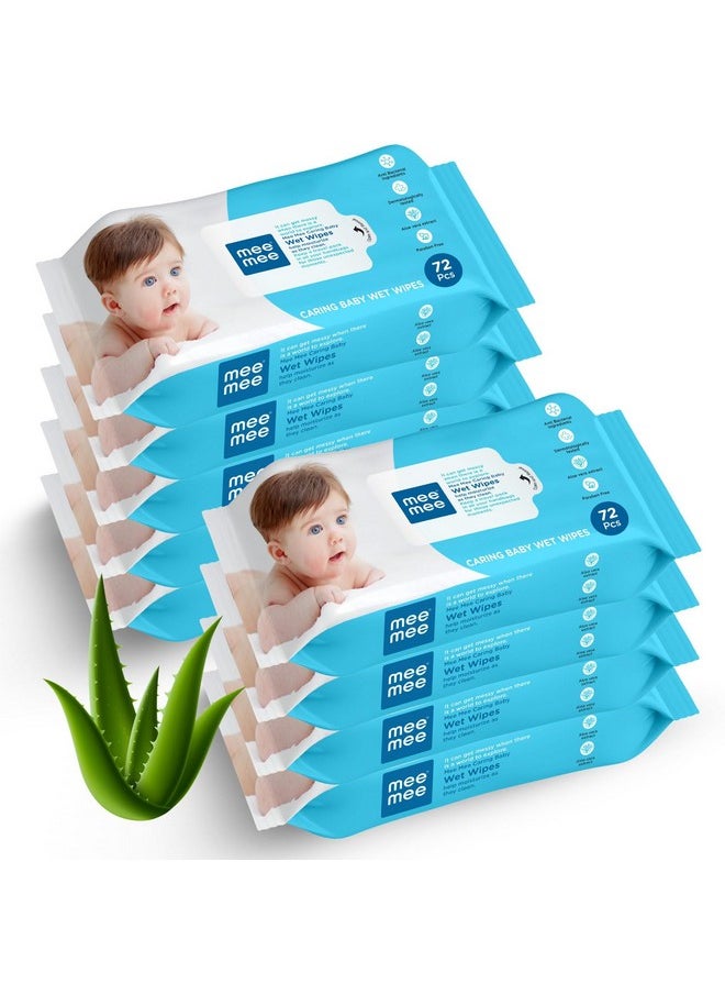 Baby Gentle Soft Moisturing Wet Wipes With Aloe Vera Extracts (Unscented) Without Lid |72 Pcs| Pack Of 9