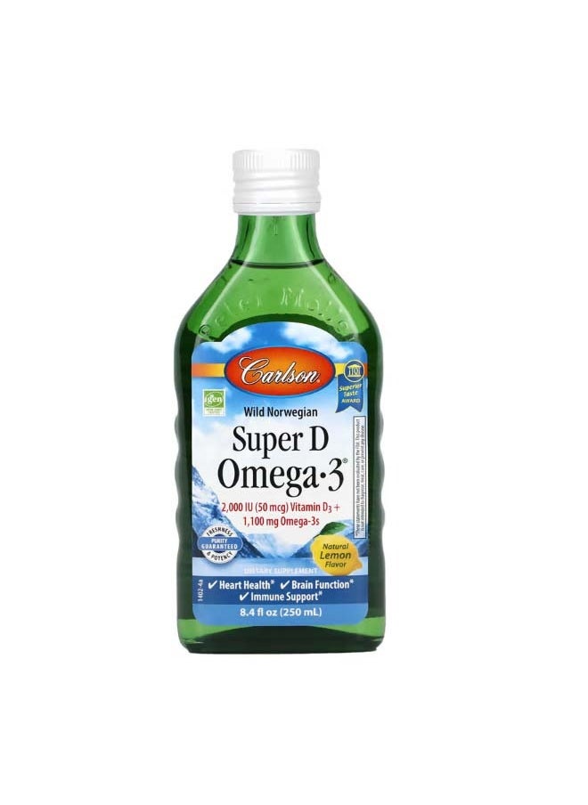 Wild Norwegian Super D Omega3 Natural Lemon  8.4 fl oz 250 ml