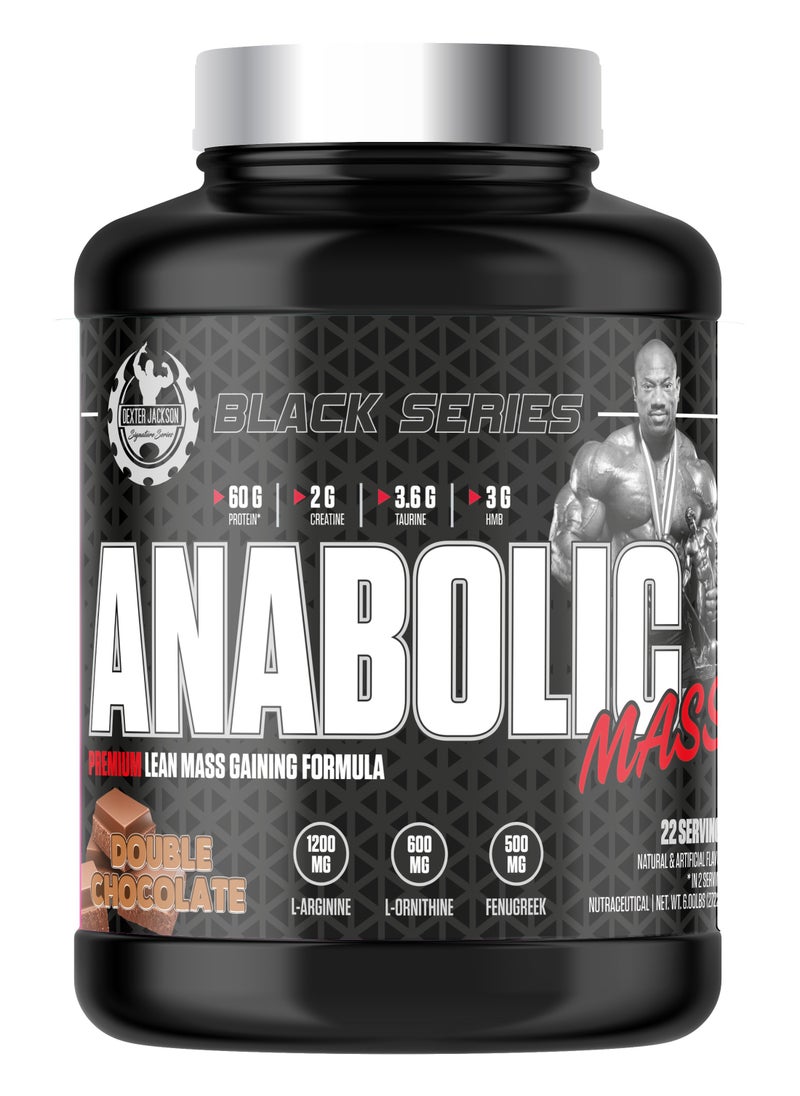 Black Series Anabolic Mass Gainer 6 lbs - High-Protein Muscle Builder with Creatine, Taurine & HMB (Double Chocolate)