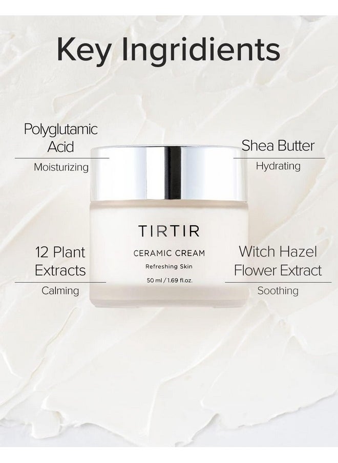 Natural Ceramide Cream | Deep Moisturizer For Glass Skin, Polyglutamic Acid, Centella Asiatica Extract, Skin Barrier, Lightweight, Mild, Nature Derived Ingredients, Dry Skin, Korean Skincare