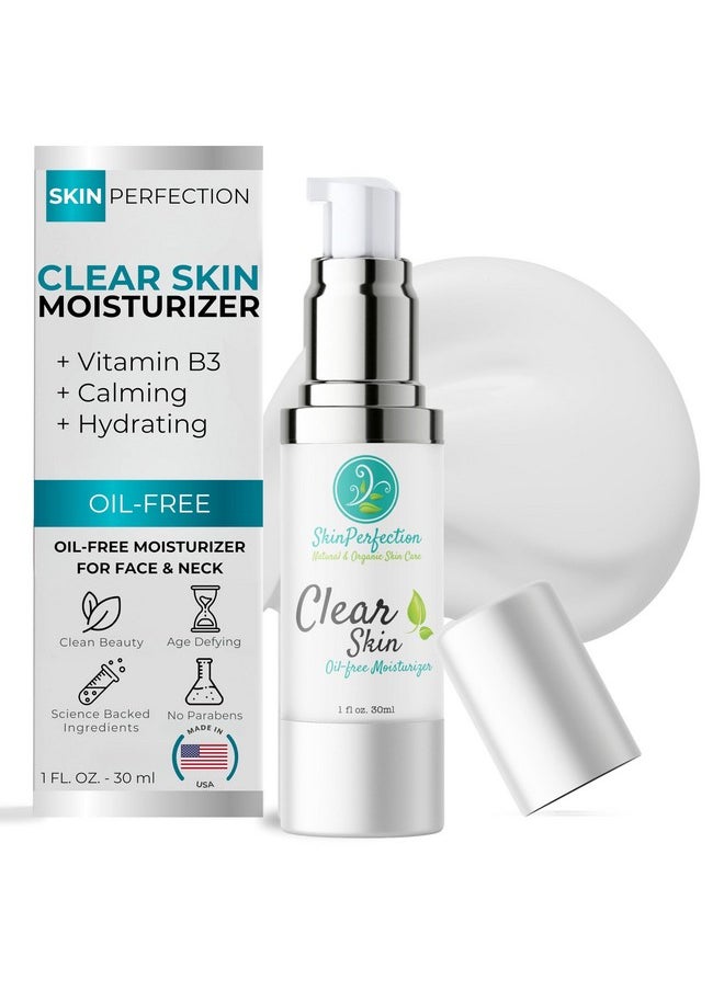 Clear Skin Oil Free Facial Moisturizer Non-Greasy Formula Great For Oily Skin Hydration With Hyaluronic Acid Skin Calming Vitamin B5 Light Gel With Hyaluronic Acid