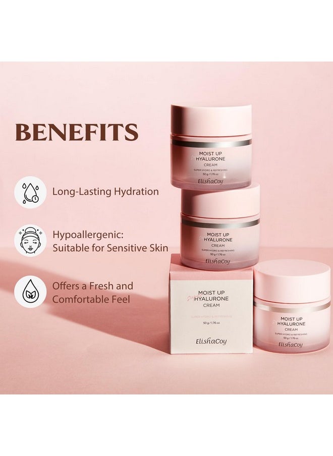 Moist Up Hyalurone 80-Hour Hyaluronic Acid Face Cream With Long-Lasting Hydration, Oil-Free Gel, Korean Skin Care, Good For Dryness, Dullness, Uneven Texture | Oily, Combination Skin Types
