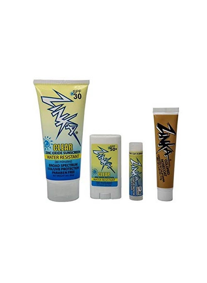 Sunny Days Personal Pack - Spf 30/50 - Uva & Uvb Sunscreen Protection For Face, Body, Lips - Water Resistant, Oil Free, No Parabens (Nosecoat, Lotion, Face Stick, Lip Balm)