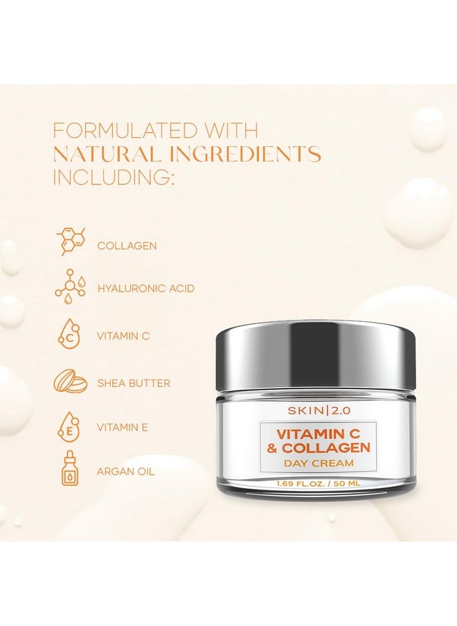 Vitamin C And Collagen Face Moisturizer - Dermatologist Tested - Anti-Aging, Skin Tightening, Brightening Vitamin C Face Cream - Cruelty Free Korean Skin Care For All Skin Types - 1.69 Fl. Oz
