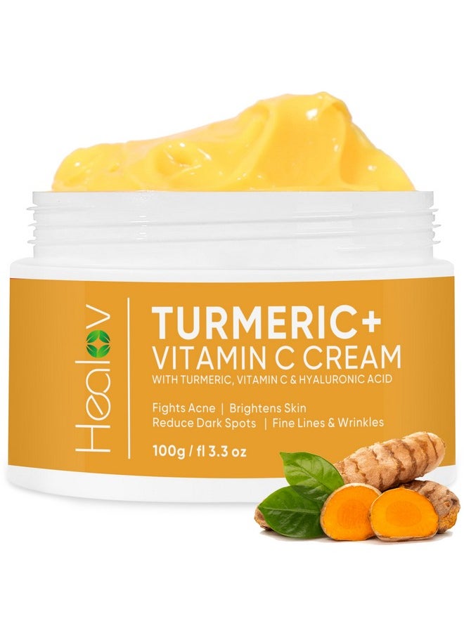 Turmeric Cream For Skin Brightening - All Natural Face & Body Turmeric Skin Lotion - Turmeric Cleanses Skin, Fights Acne, Evens Tone, Marks, Sun Damage, & Age Spots - Pure Turmeric Cream (Large)