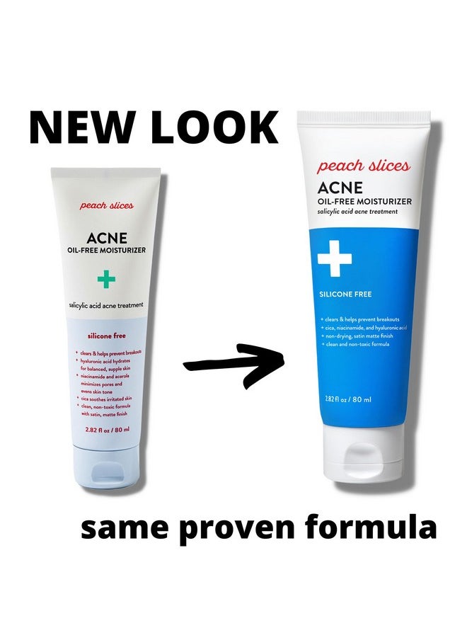 | Acne Oil-Free Moisturizer | Satin Matte Finish | 0.5% Salicylic Acid | Hyaluronic Acid | Prevents Breakouts | Pore Minimizing | Clear Skin | Silicone Free | Face Moisturizer | 2.8 Oz