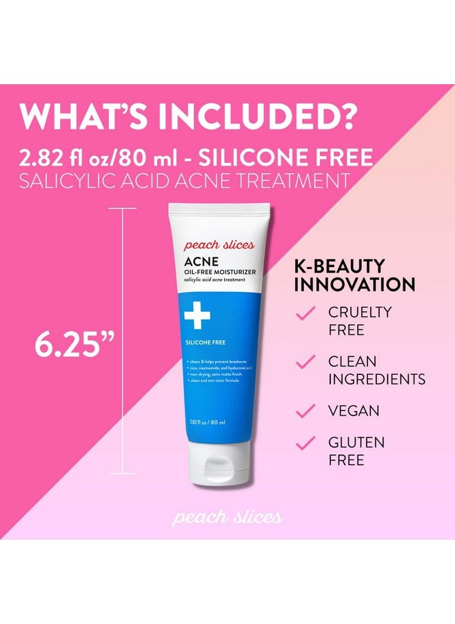 | Acne Oil-Free Moisturizer | Satin Matte Finish | 0.5% Salicylic Acid | Hyaluronic Acid | Prevents Breakouts | Pore Minimizing | Clear Skin | Silicone Free | Face Moisturizer | 2.8 Oz