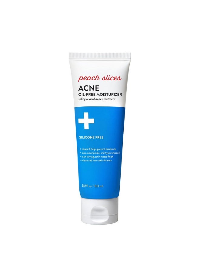 | Acne Oil-Free Moisturizer | Satin Matte Finish | 0.5% Salicylic Acid | Hyaluronic Acid | Prevents Breakouts | Pore Minimizing | Clear Skin | Silicone Free | Face Moisturizer | 2.8 Oz