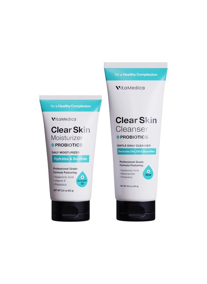 Clear Skin Probiotic Cleanser And Moisturizer | Natural Skincare For Breakout Prone Skin
