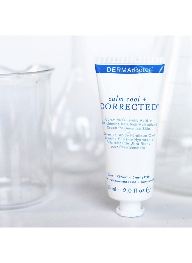 Calm Cool + Corrected Dermatologist Formulated Vitamin C Face Cream With Ferulic Acid + Vitamin E Oil; Ceramide Moisturizer For Sensitive Skin - 2.0 Oz