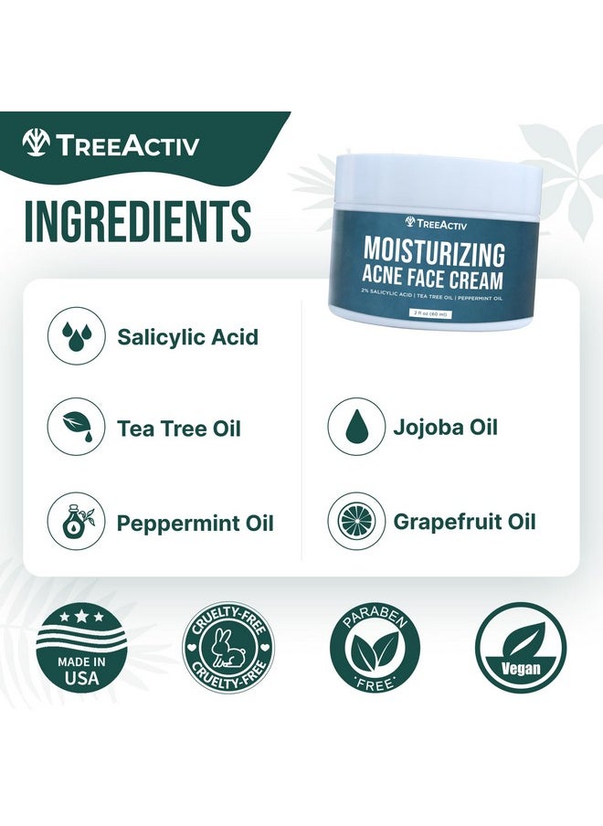 Acne Cream Original Formula, 2 Fl Oz, 2% Salicylic Acid Face Moisturizer For Oily Skin, Skin Care Acne Formula For Cystic Acne Treatment, Hydrating Face Moisturizer For Acne Prone Skin