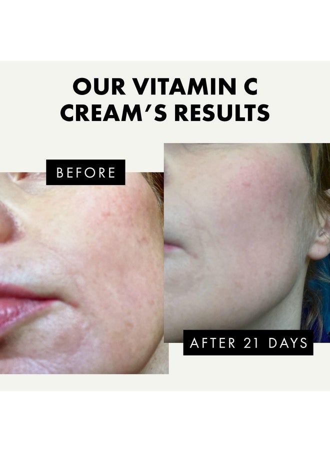 Vitamin C Face Cream - Vitamin C Cream With 2.5% Hyaluronic Acid + 2% Squalane, Vitamin C Moisturizer For Face, Brightening Cream To Reduce Uneven Skin Tone And Wrinkles, Antioxidant Firming Cream