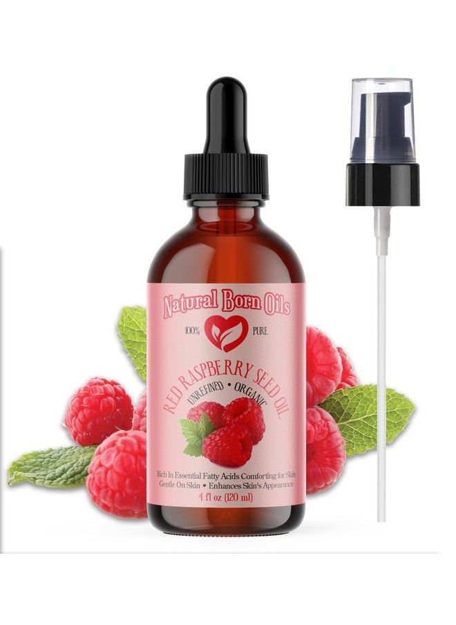 Red Raspberry Seed Oil, 4Oz, Organic, Cold-Pressed, Packed With Antioxidants, Great For Skin Hydration, Hair Vitality