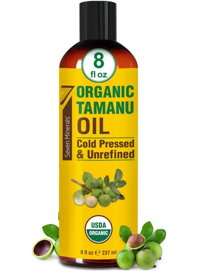 Usda Organic Tamanu Oil - Big 8Oz (240Ml) - Cold Pressed & 100% Pure Tamanu Oil Organic For Skin, Face, Hair, & Nails - Gmo & Hexane Free Nutrient Dense Carrier Oil That Absorbs Easily