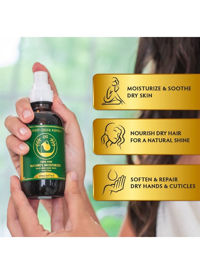 Unscented Organic Face And Body Oil Made Of Olive, Almond, Jojoba, Grapeseed, And Vitamin E Oil For Sensitive Dry Skin, Hair, Nails. Anti Aging Moisturizer For Women, Men 4Oz
