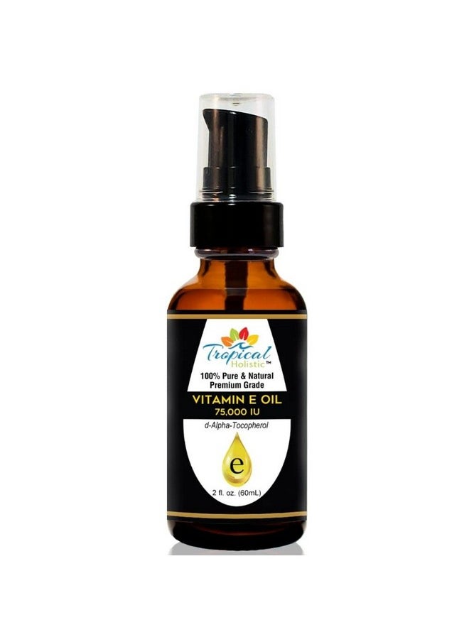 Vitamin E Oil, 100% Pure Max Strength 75,000 Iu Vitamin E, Antioxidant Rich Skincare Oil For Face, Hair, Body & Nails, 2 Oz