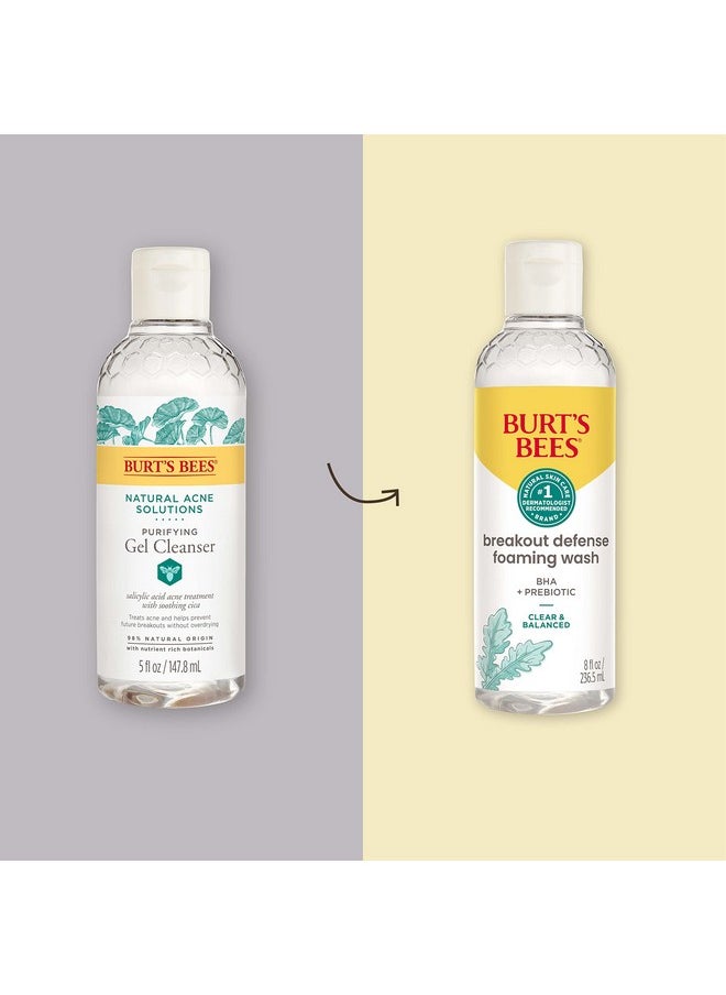 Burt’S Bees Foaming Face Wash, Bha Breakout Defense Cleanser For All Skin Types, Washes Away Impurities & Excess Facial Oil, With A Prebiotic, 8 Oz.