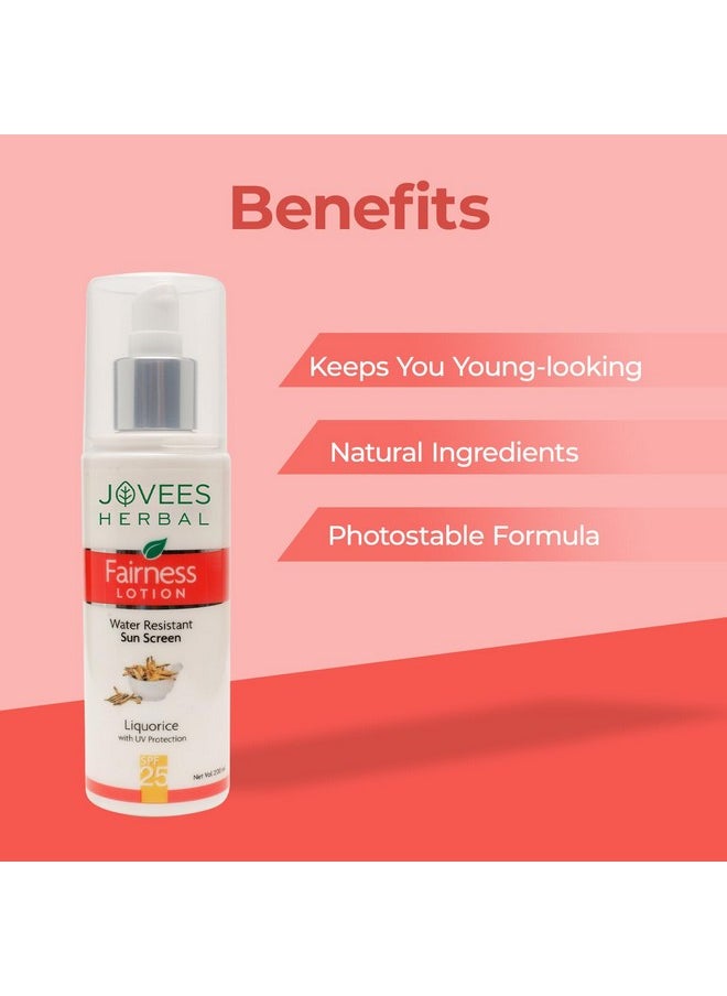 Herbal Sunscreen Fairness Spf 25 Lotion For Oily, Sensitive | Light Weight,Non Greasy, Quick Absorbing | Protects From Tanning & Uneven Skin Tone 200Ml