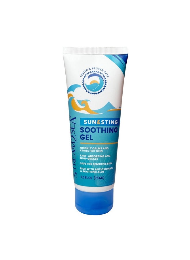 Stream2Sea Sun & Sting Aloe Soothing Gel For Face & Body, Organic Aloe Vera Gel For Sunburn Relief, Travel Size Aloe Vera Gel For Skin, Natural After Sun Care, Pure Aloe After Sun Gel, 2.5 Fl Oz